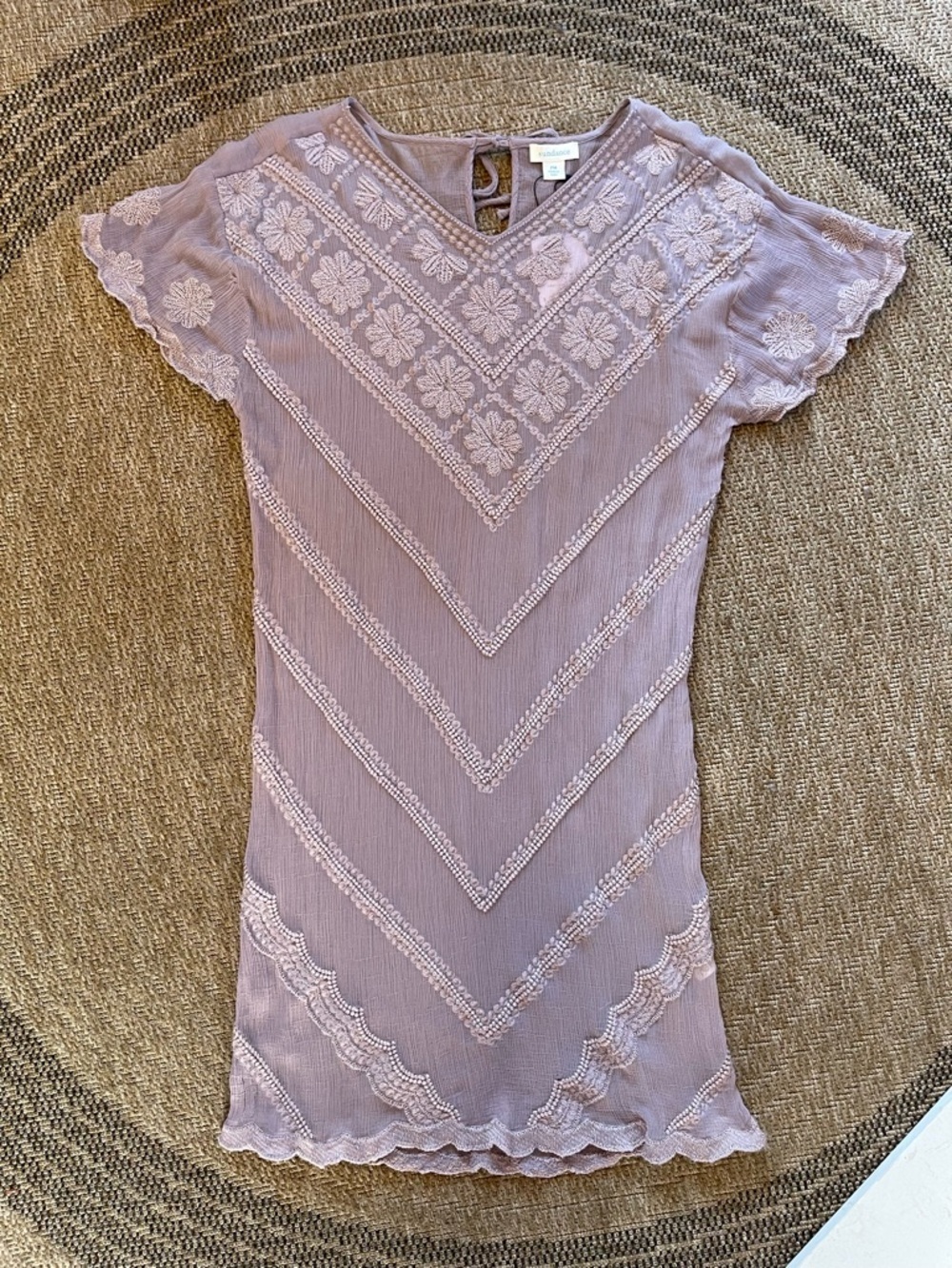 Sundance Embroidered Violette Mini Dress pastel Lavender medium petite MP
